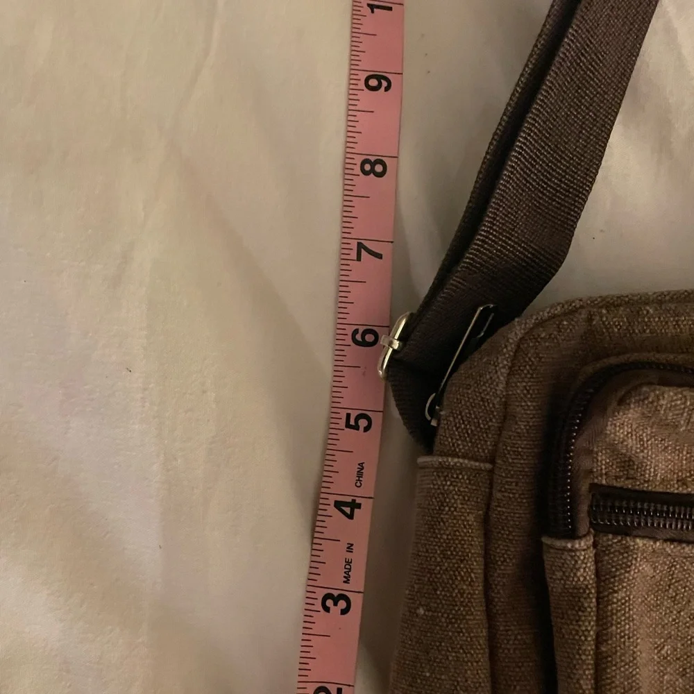 Cotton Canvas Crossbody Bag Sport (Sz  10x8”) Brown
